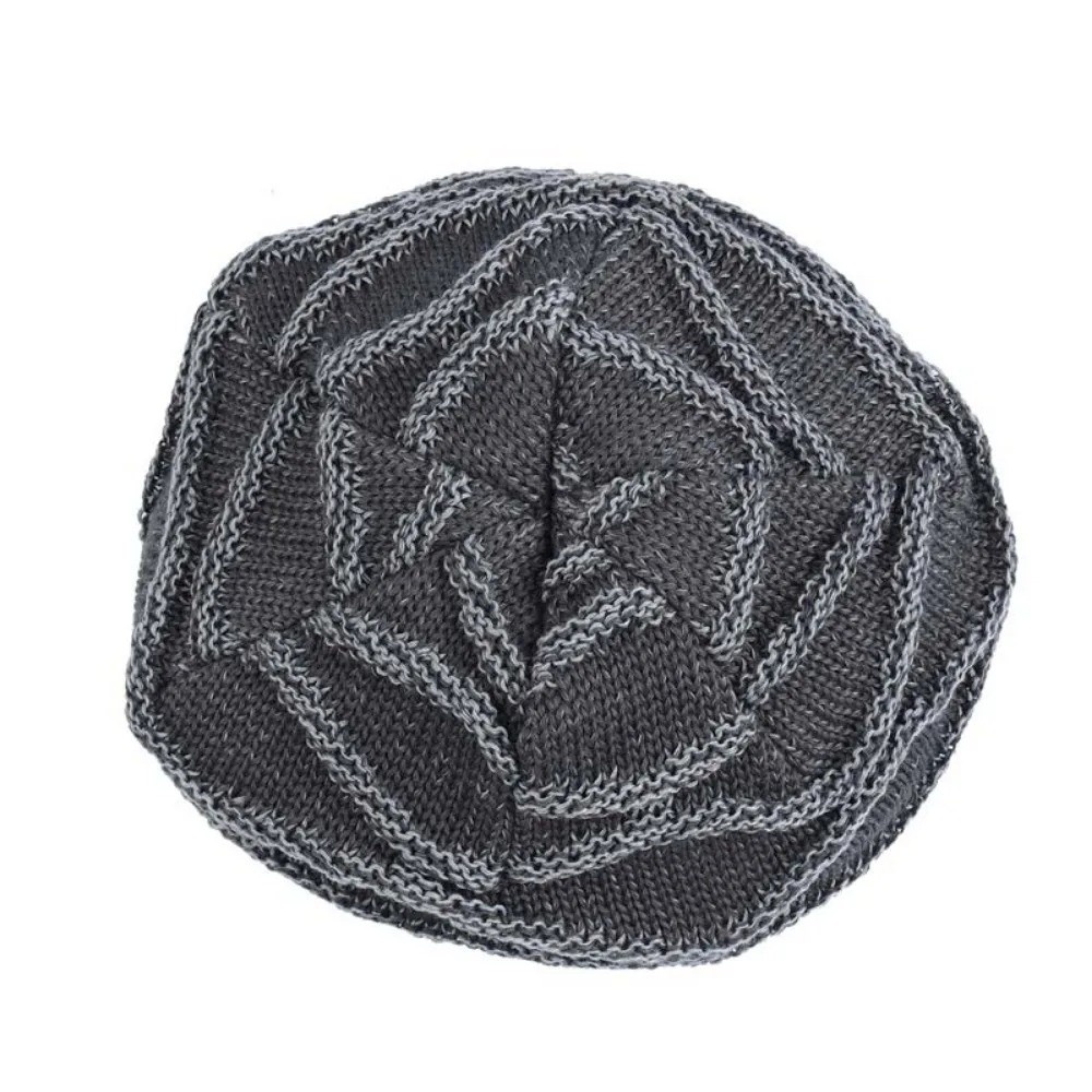 Knit Beanie Hat Warm - Casual Thickened Fleece Pile Cap Rhombus
