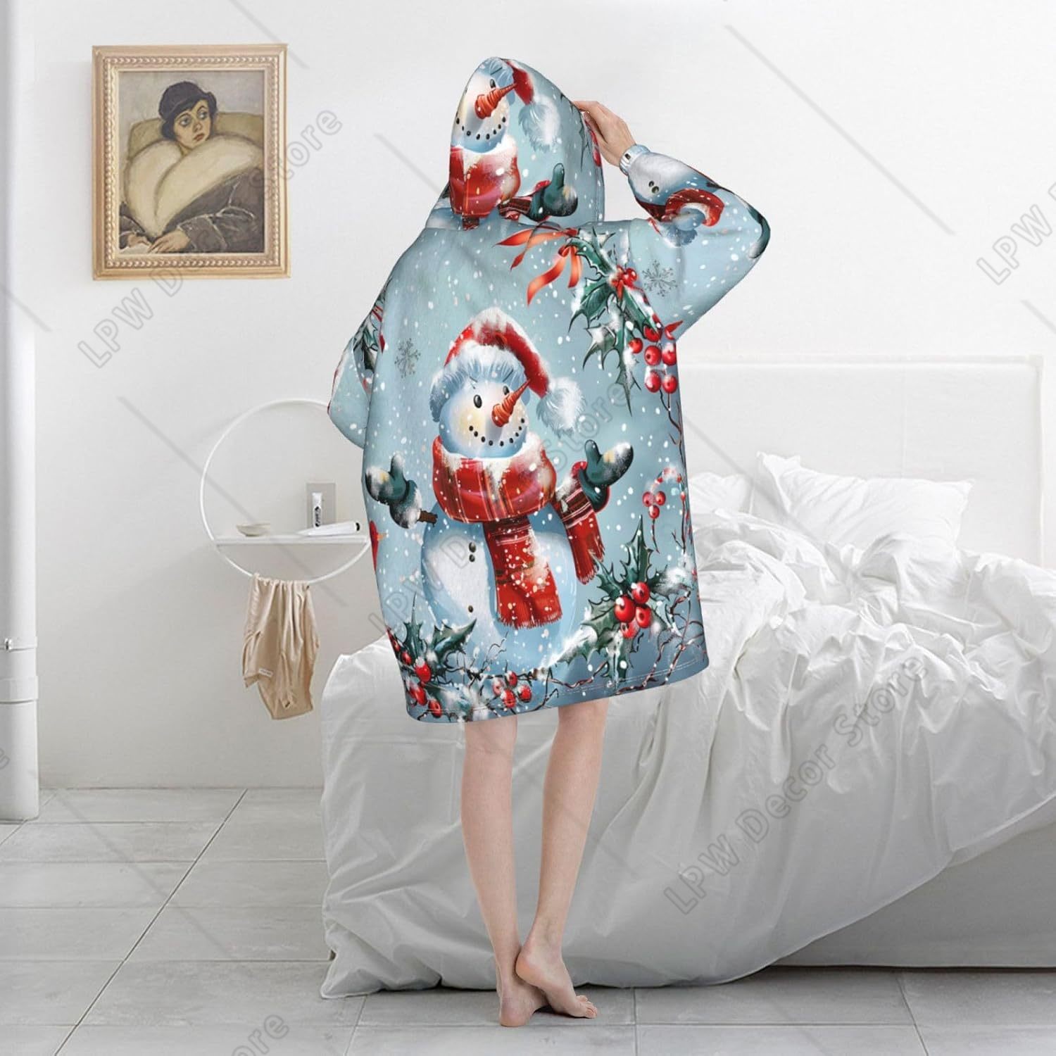 Christmas Snowman Wearable Bla - Sherpa Hoodie Fleece 评论和价格