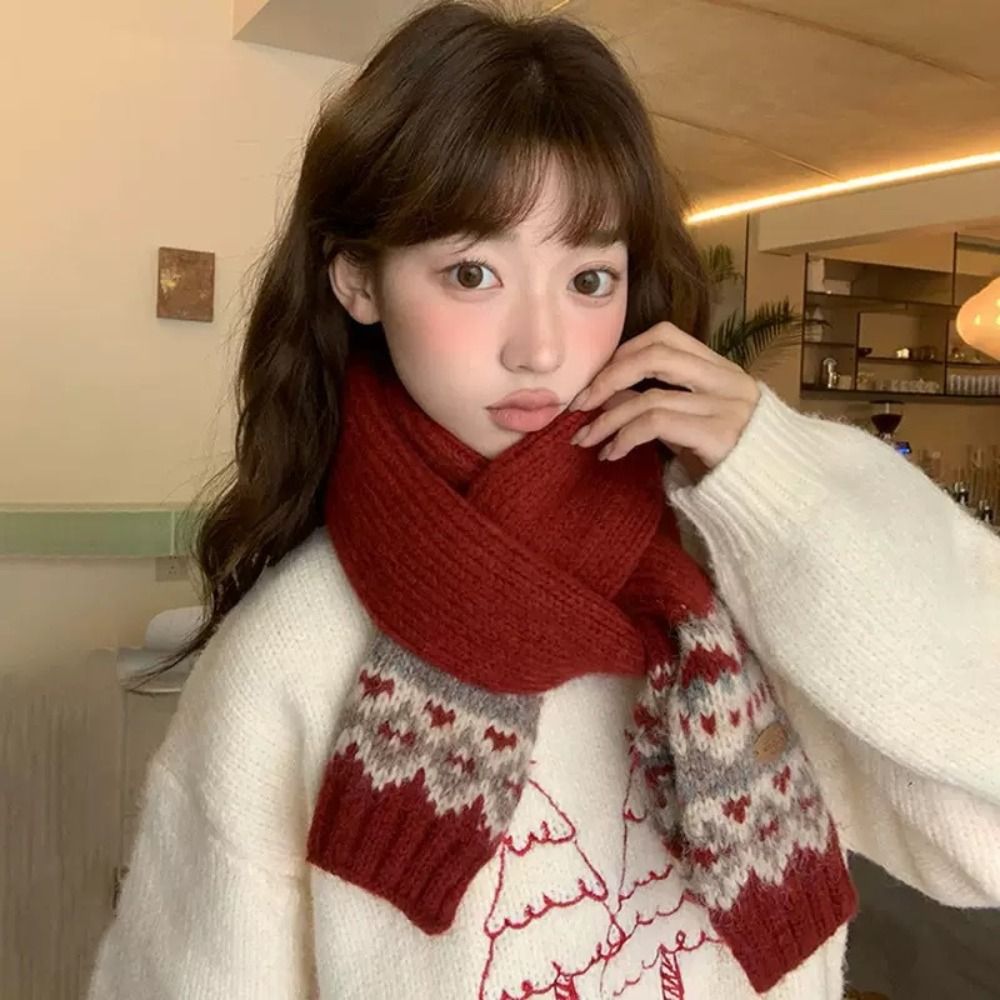 Classic Wool Jacquard Knitted  - Wool Scarf Men 评论和价格
