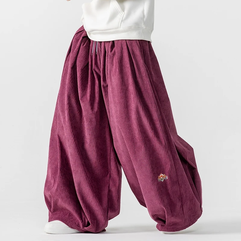 Men Corduroy Wide Leg Pants Me - Corduroy Pant Warm 评论和价格