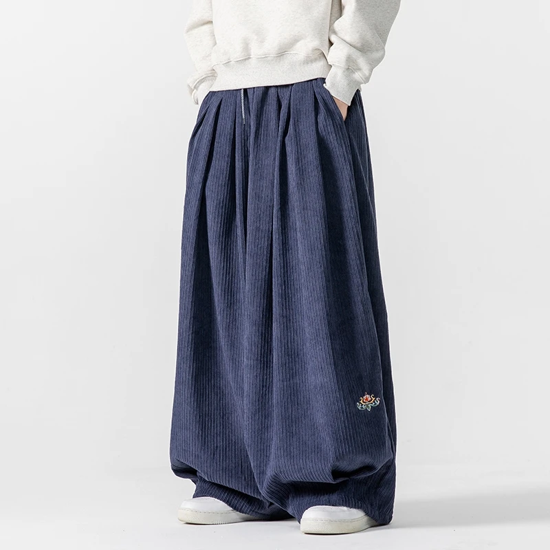 Men Corduroy Wide Leg Pants Me - Corduroy Pant Warm 评论和价格