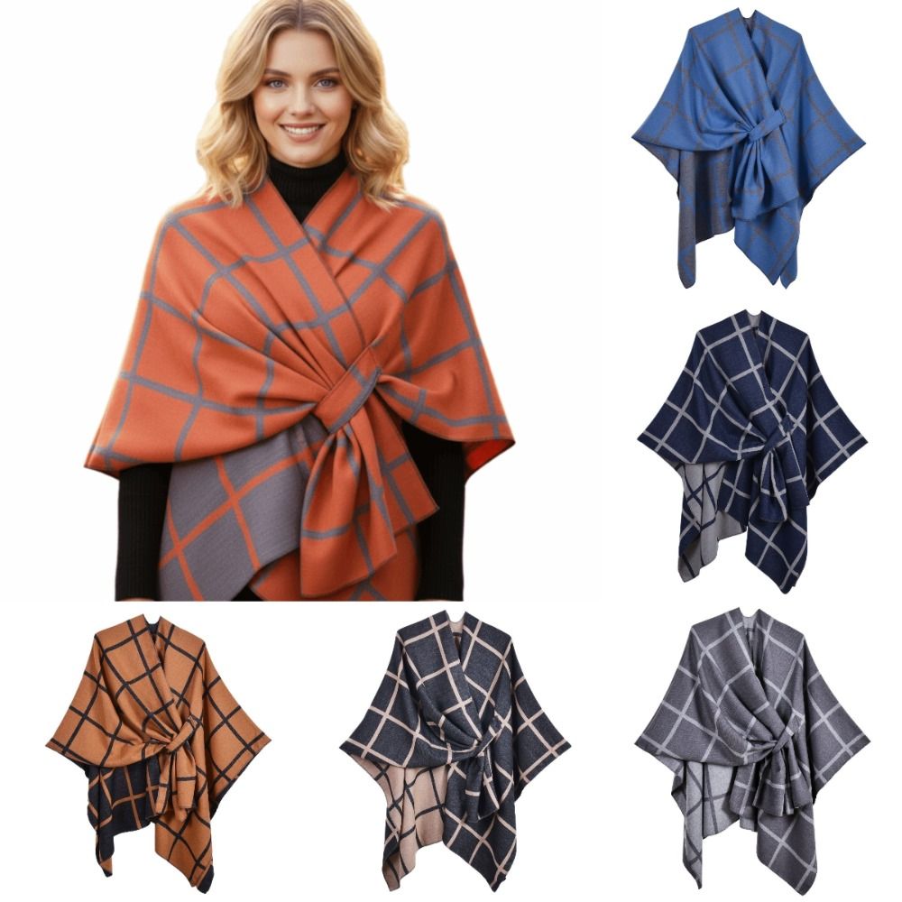 Warm Coat Plaid Design Travel  - Shawl Wrap Winter 评论和价格