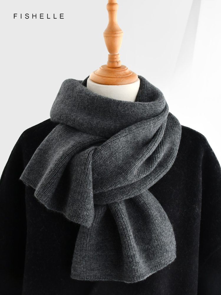 Gray solid color cashmere scar - Wool Scarf Men 评论和价格