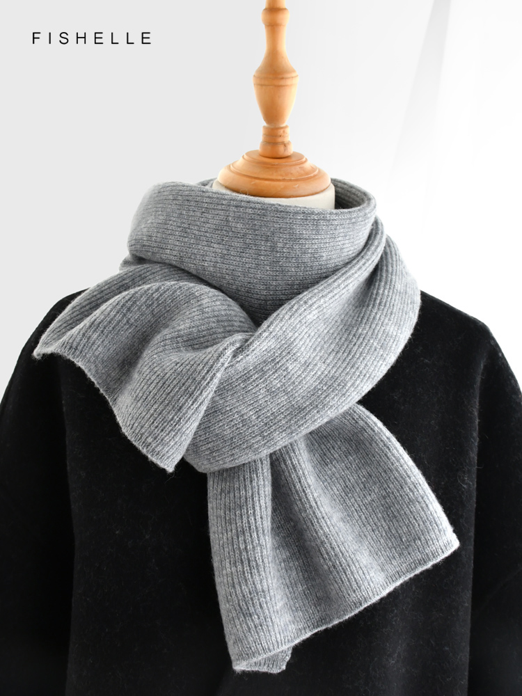 Gray solid color cashmere scar - Wool Scarf Men 评论和价格