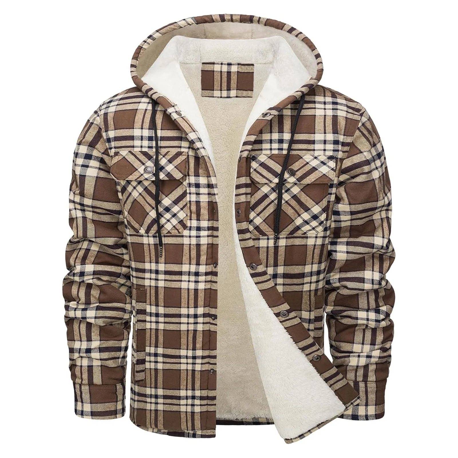 Thick Warm Flannel Hooded Jack - Flannel Shirt Lined 评论和价格