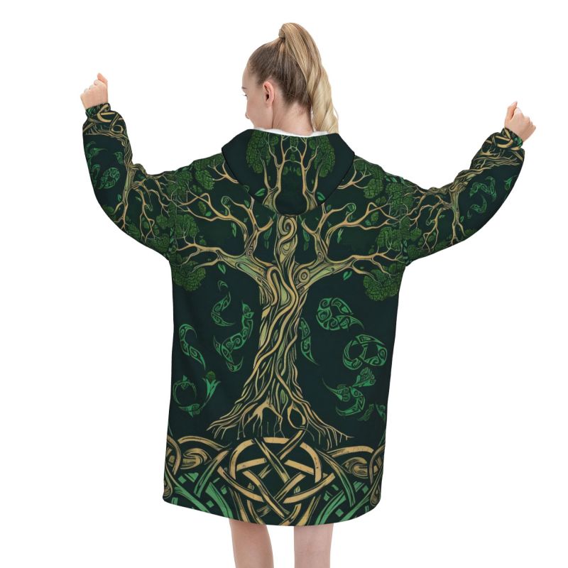 Tree of Life Celtic Pattern Bl - Sherpa Hoodie Fleece 评论和价格