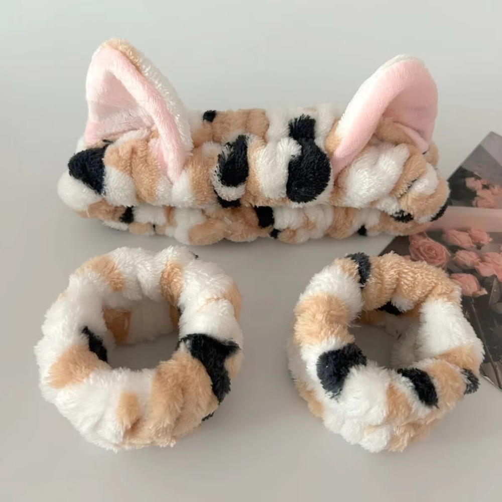 3pcs/set Leopard Print Cute Ca - Winter Headband Fleece 评论和价格