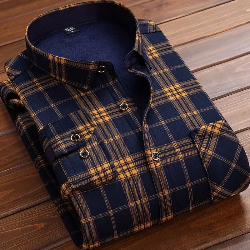 2025 Men's Winter Warm Long Sl - Flannel Shirt Lined 评论和价格