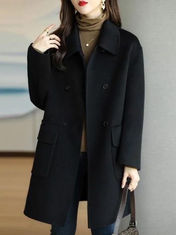 Stylish Mid-Length Woolen Coat - Down Jacket Packable 评论和价格