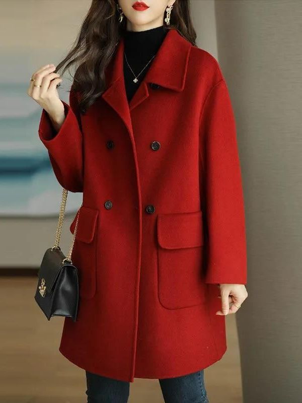Stylish Mid-Length Woolen Coat - Down Jacket Packable 评论和价格