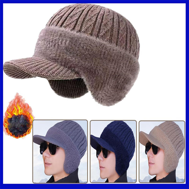 New Unisex Winter Hat Plush Fu - Knit Beanie Hat Warm 评论和价格