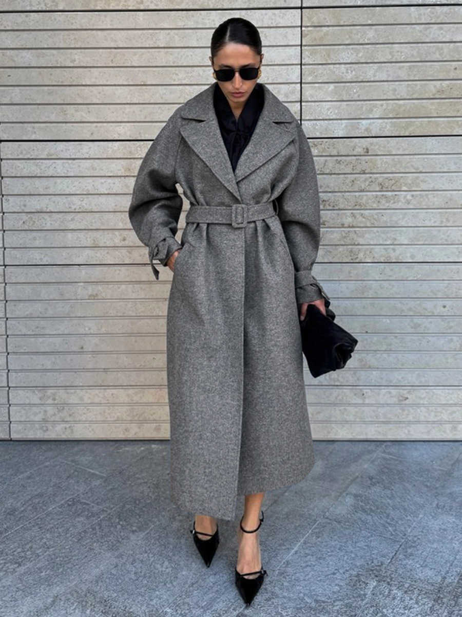 LUCYSHIHATTU Long Imitation wo - Wool Coat Peacoat 评论和价格