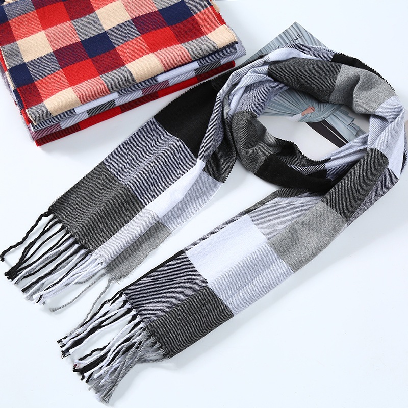Winter Men Scarf Plaid Stripe  - Wool Scarf Men 评论和价格