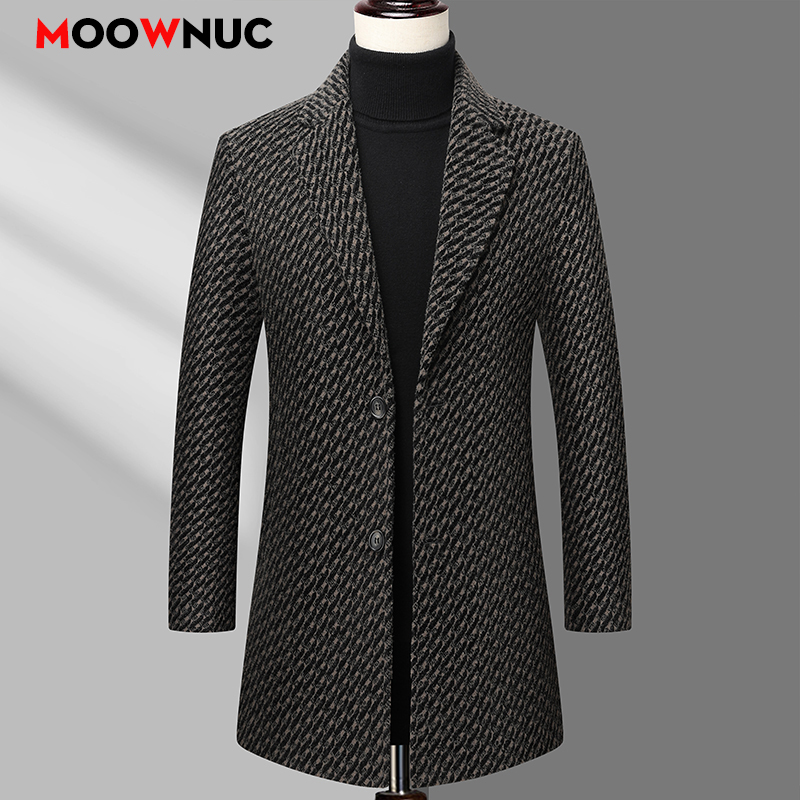 Long Coat Men Mens Wool Jacket - Wool Coat Peacoat 评论和价格