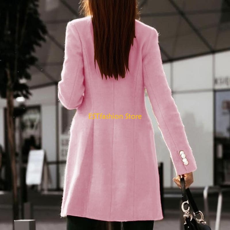 Y5GC Womens Fall Winter Wool C - Wool Coat Peacoat 评论和价格