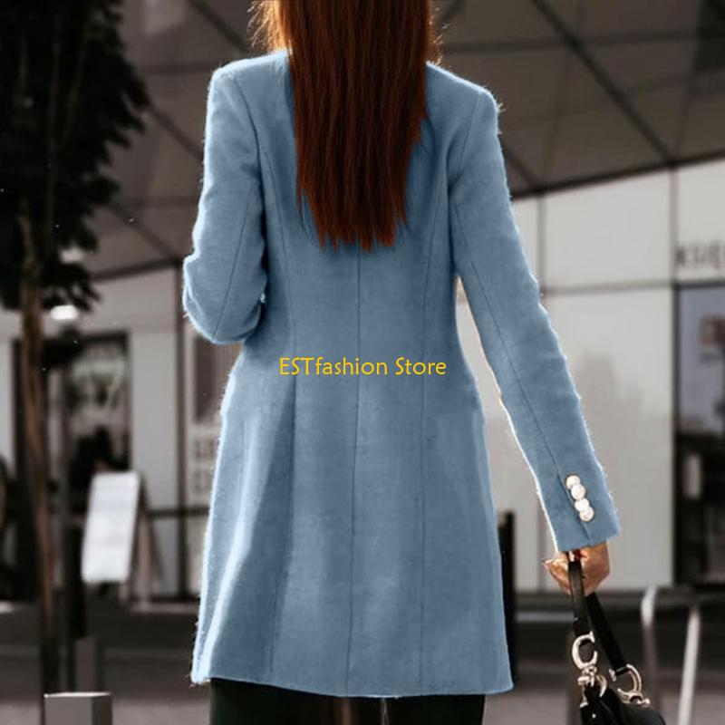 Y5GC Womens Fall Winter Wool C - Wool Coat Peacoat 评论和价格