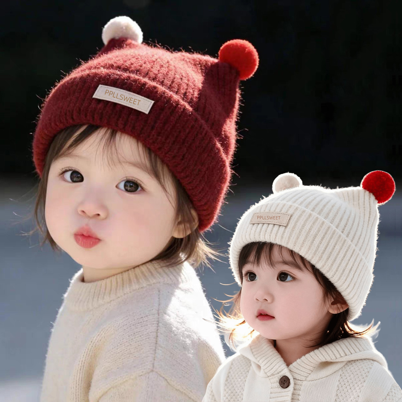 1-4Year Baby Knitted Hat Cute  - Knit Beanie Hat Warm 评论和价格