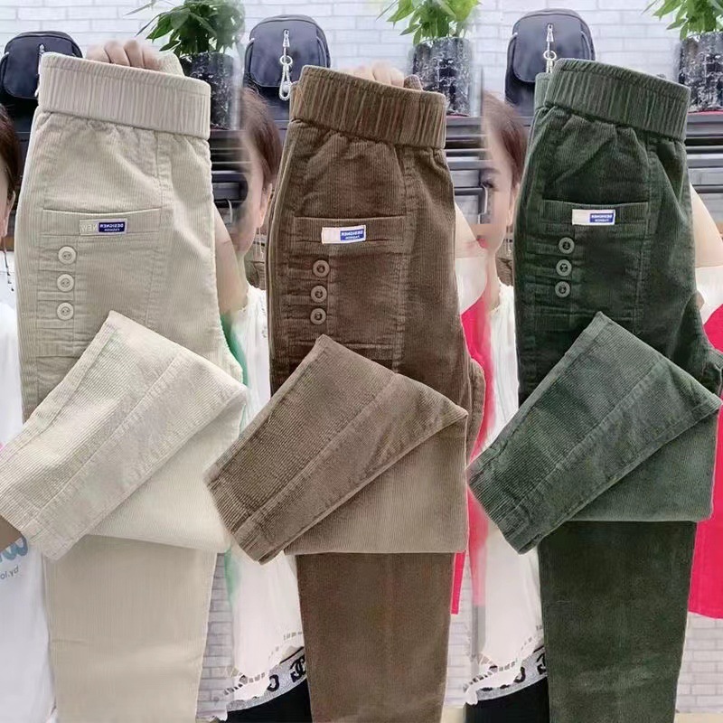 Women Warm Spring Winter Butto - Corduroy Pant Warm 评论和价格