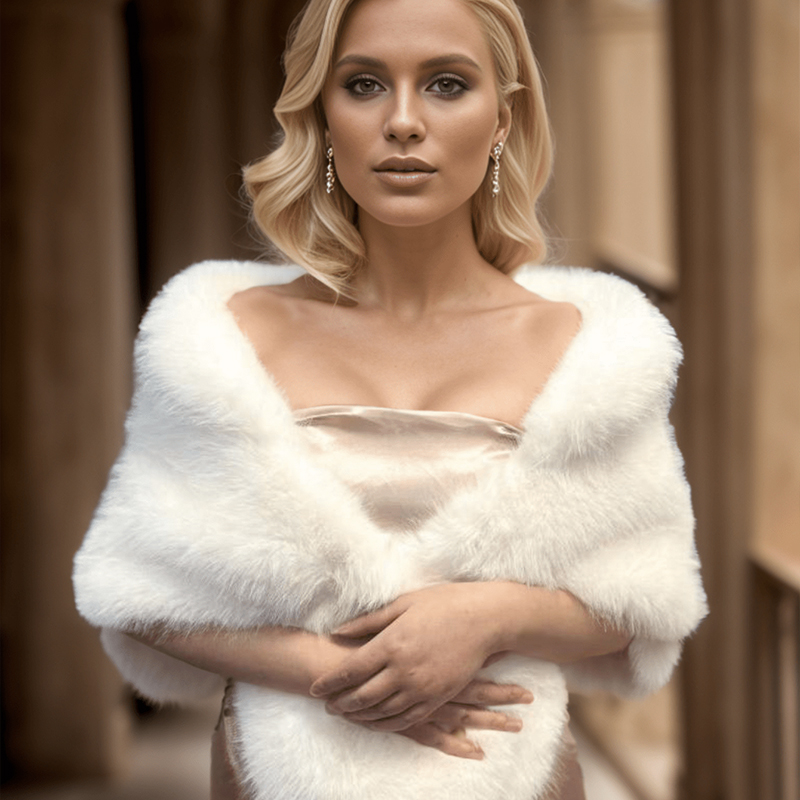 A Handmade Polyester Faux Fox  - Shawl Wrap Winter 评论和价格