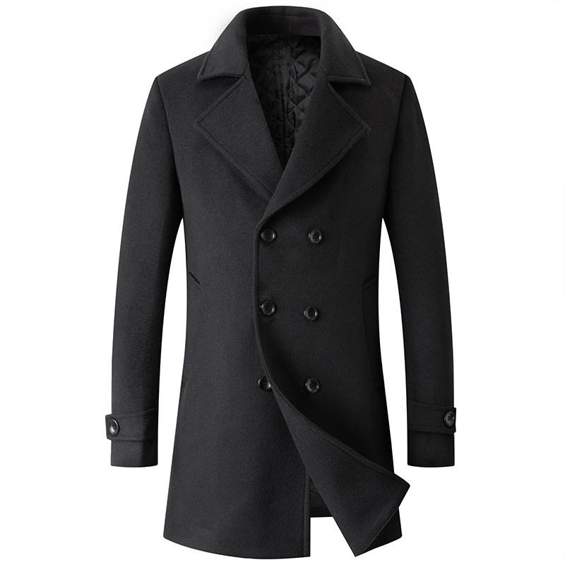 Double Breasted Coat Men Peaco - Wool Coat Peacoat 评论和价格